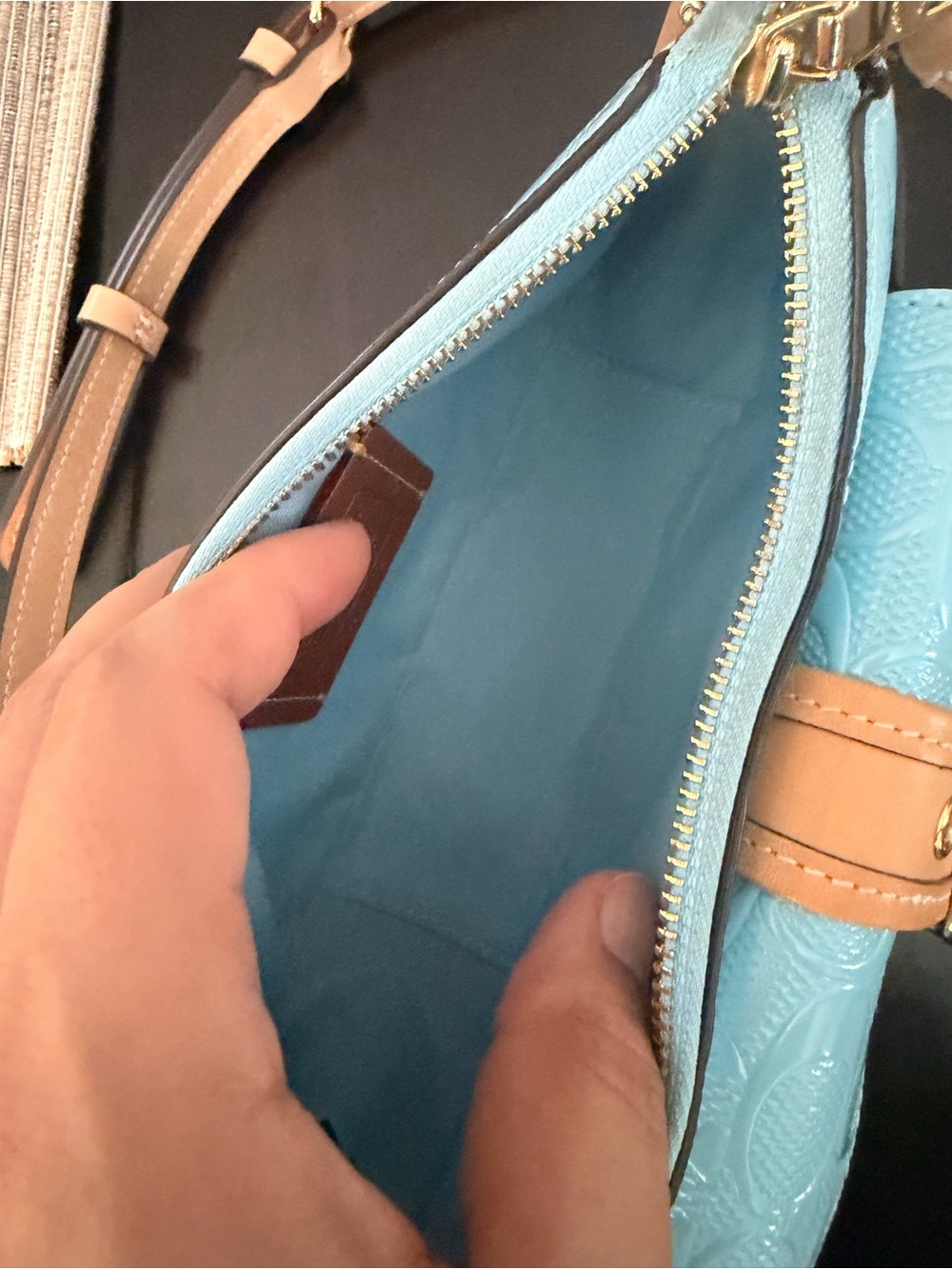 Coach Ashton Mini Bag in Light Blue Leather Crossbody. - Picture 9 of 13